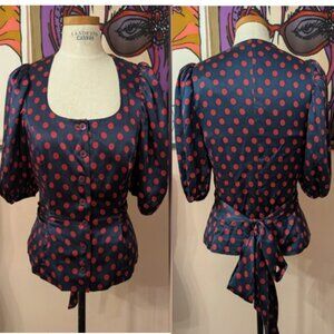 BETSEY JOHNSON - Size Medium - Navy & Red Blouse